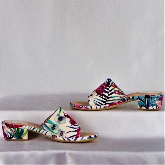 ONO 8M CARL 17 multicolor floral low-heel slide sandals leather uppers & linings - Picture 4 of 16